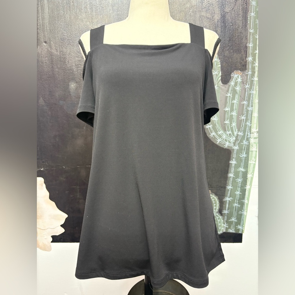 INC INTERNATION CONCEPTS Stylish Black Cold Shoulder Top